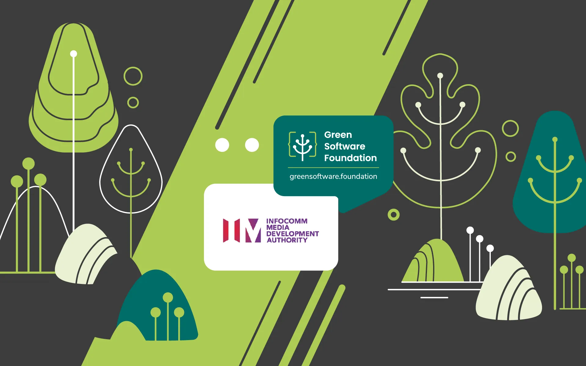 Green Software Foundation and IMDA Singapore partnership logos on illustrated background